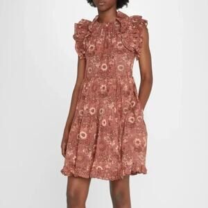 Ulla Johnson Adele Flutter Sleeve Mini Dress in Rosebud Flutter Size 00
